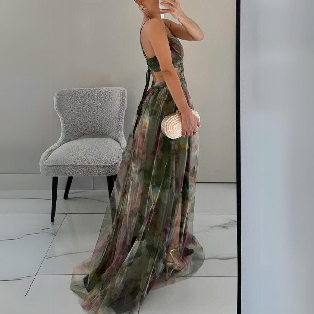 Eléna | Robe Longue Élégante à Imprimé Floral