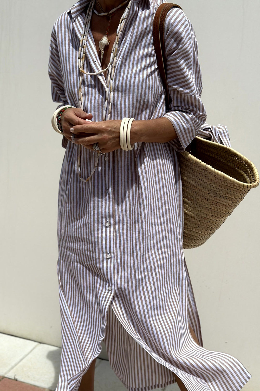 Sophia | Robe-Chemise Rayée Élégante