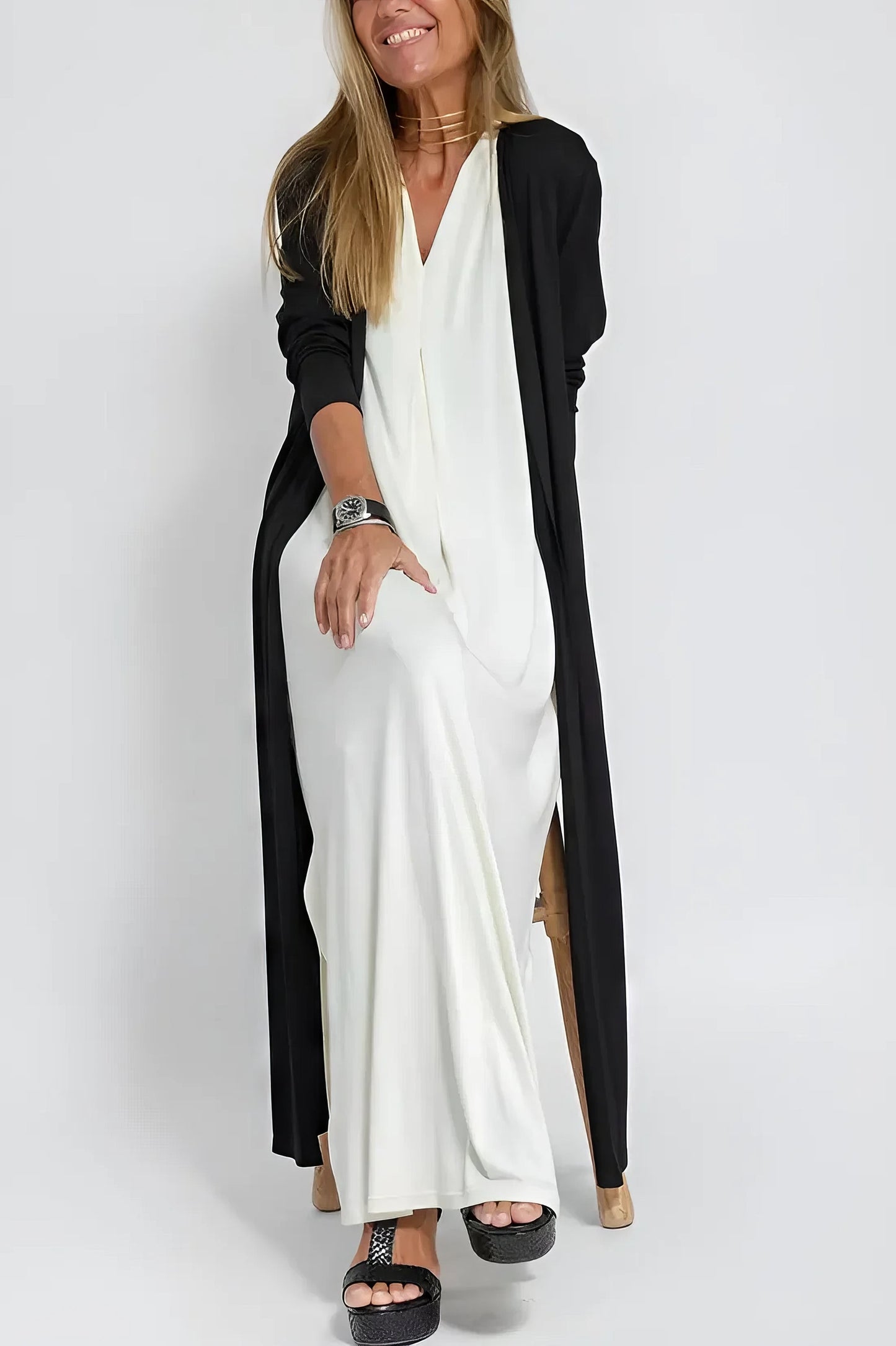 Elise | robe longue élégante avec cardigan assorti offert