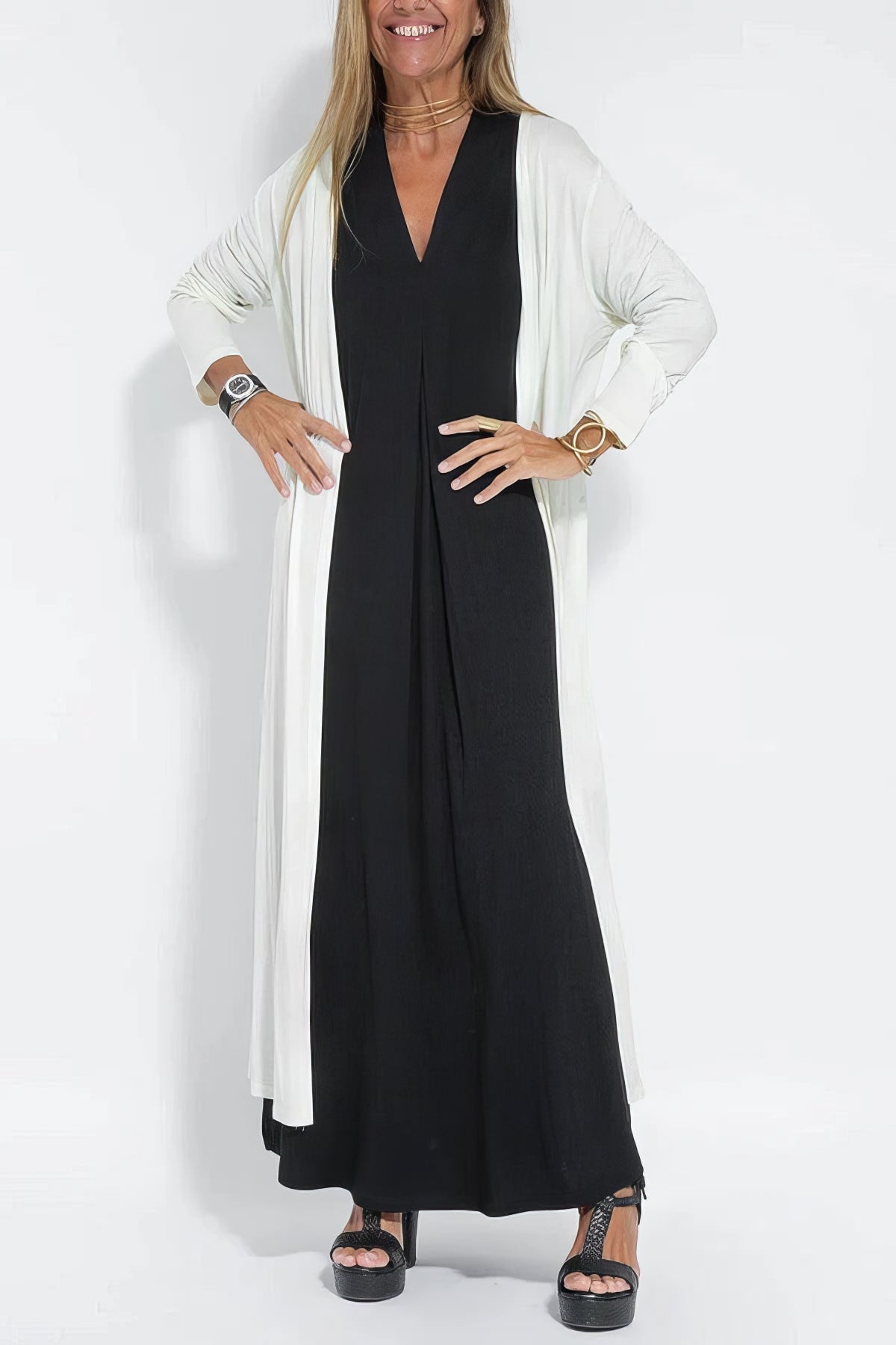 Elise | robe longue élégante avec cardigan assorti offert