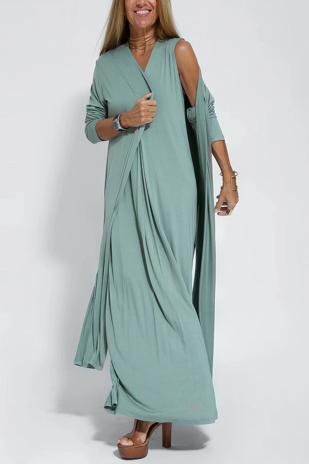 Elise | robe longue élégante avec cardigan assorti offert