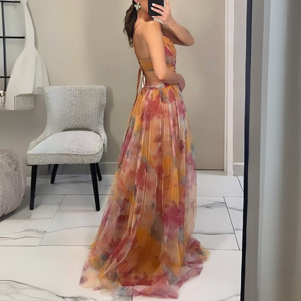 Eléna | Robe Longue Élégante à Imprimé Floral