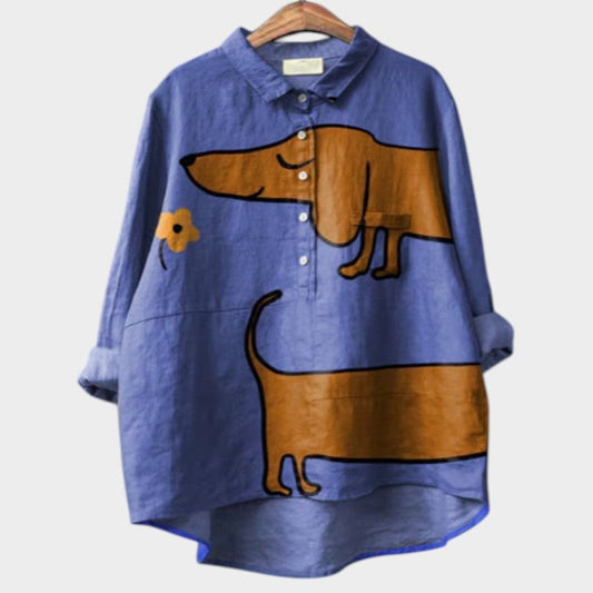 Palmira | Chemise Oversize Motif Chien – Confort Décontracté au Quotidien