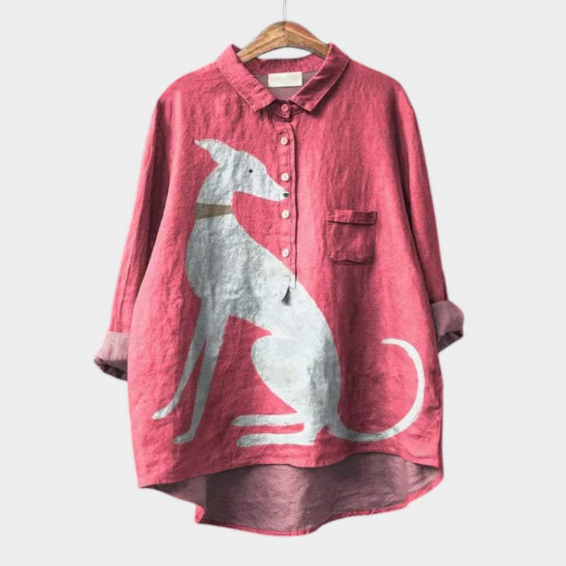 Palmira | Chemise Oversize Motif Chien – Confort Décontracté au Quotidien